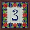 15cm x 4.8cm Hand-painted Italian Red Rose Ceramic House End Tiles (2 End Set) view 3
