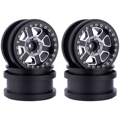 DJX 4PCS 2.9 Beadlock Wheel Rim Set for 1/6 RC Crawler Car Axial SCX6 JLU Wrangler (Black)
