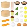 Toyvian Play Food 26pcs Pretend Play Toy Set Steamer Buns Chinese Breakfast Toy for Kids Food Kitchen Set Cooking Dish Asia Tea Time Birthday, Style Random view 3