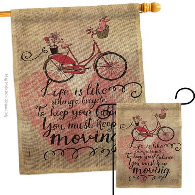 Angeleno Heritage Must Keep Moving Garden Burlap House Flag-Set Sports Cycling Ride Bicycle Bike Velo Entertainment Activity Physical Decoration Banner Small Yard Gift Double-Sided, Made in USA
