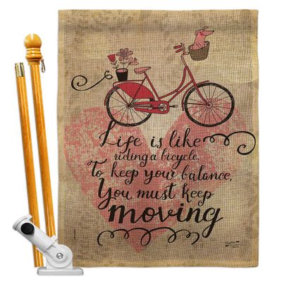 Angeleno Heritage Must Keep Moving Burlap House Flag Set Sports Cycling Ride Bicycle Bike Velo Entertainment Activity Physical Decoration Banner Small Garden Yard Gift Double-Sided, Made in USA
