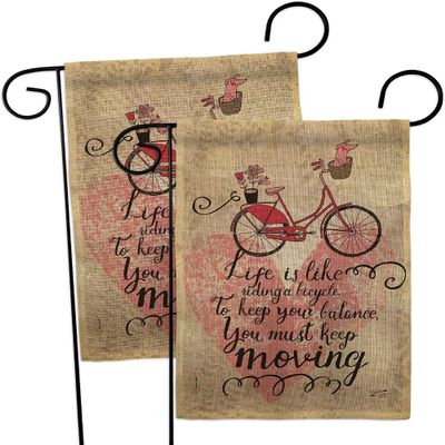Angeleno Heritage Must Keep Moving Burlap Garden Flag 2pcs Pack Sports Cycling Ride Bicycle Bike Velo Entertainment Activity Physical House Decoration Banner Small Yard Gift Double-Sided, Made in USA