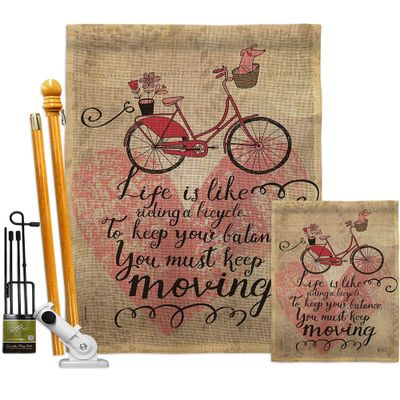 Angeleno Heritage Must Keep Moving Garden Burlap House Flag-Kit Sports Cycling Ride Bicycle Bike Velo Entertainment Activity Physical Decoration Banner Small Yard Gift Double-Sided, Made in USA