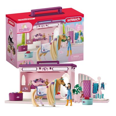 Schleich Horse Club Sofia's Beauties Horse Pop-Up Boutique with Hair Brushing Accessories and Figurines - 25-Piece Brushable Hair Pop-up Horse Salon Boutique For Grooming Horses, Gift for Kids Ages 4+