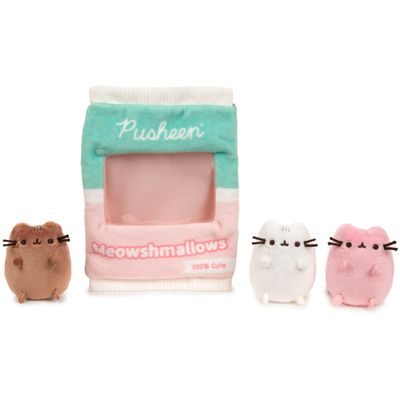 GUND Pusheen Meowshmallows Bag of Treats with Removable Mini Plush, Stuffed Animals for Ages 8 and Up, Pink/Green, 7.5
