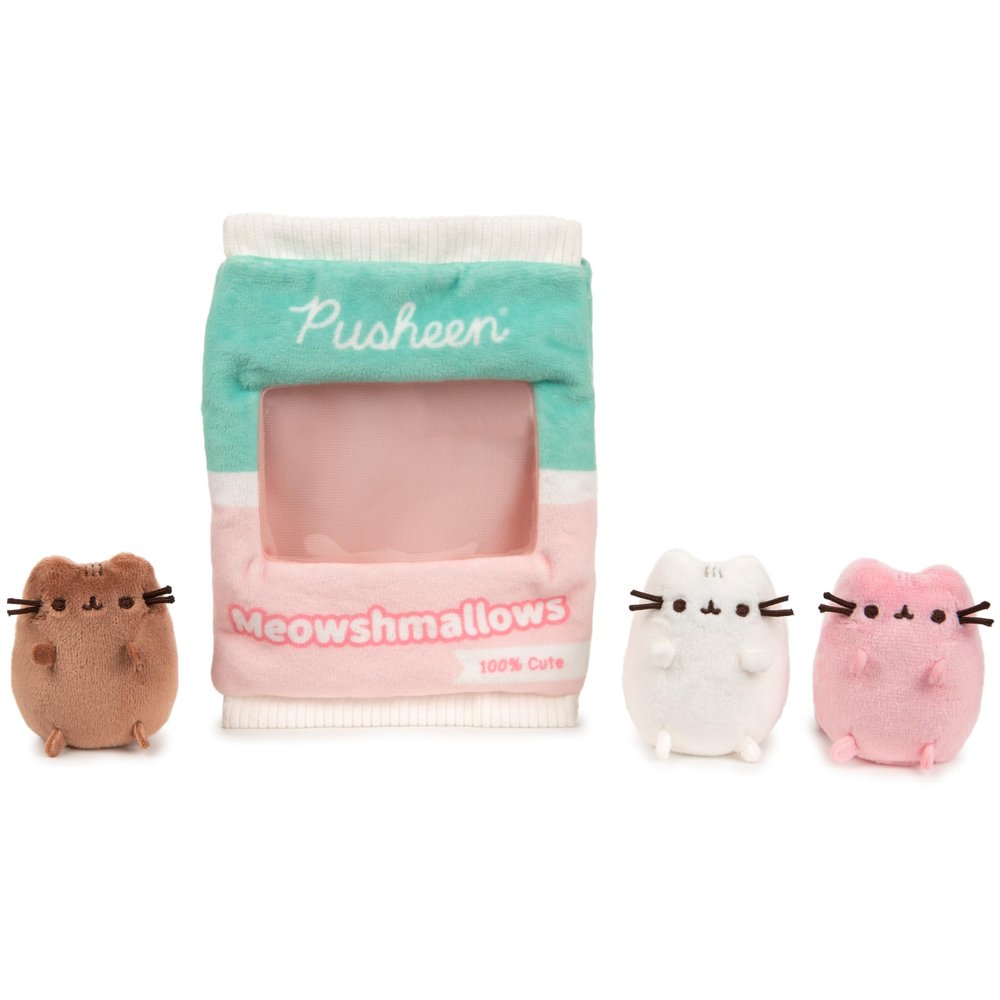 GUND Pusheen Meowshmallows Bag of Treats with Removable Mini Plush, Stuffed Animals for Ages 8 and Up, Pink/Green, 7.5