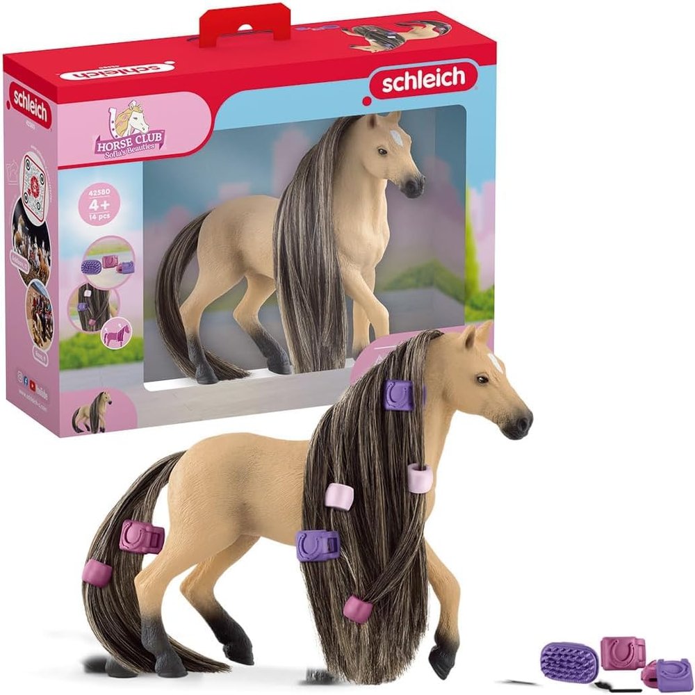 Schleich Horse Club Sofia's Beauties Andalusian Mare Toy Horse Set for Girls and Boys with Brushable Hair and Accessories, 14 Pieces, Ages 4+