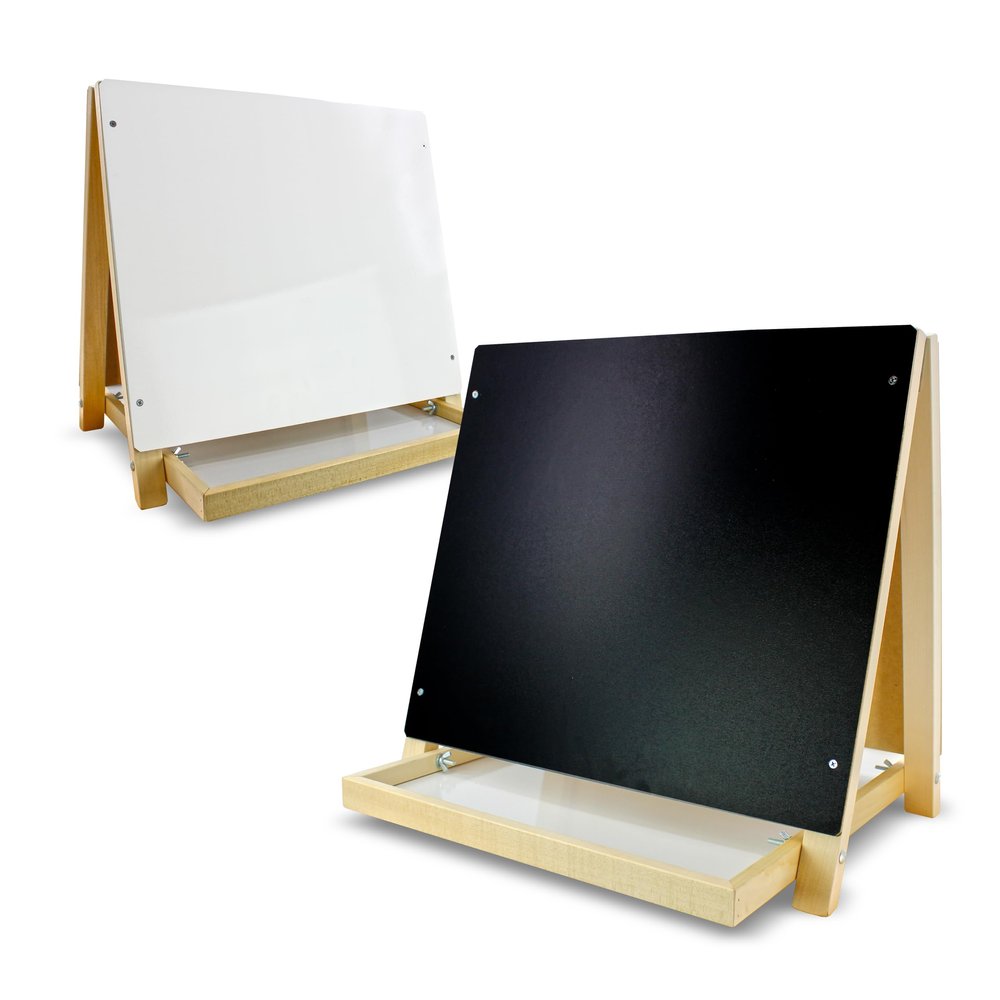 Flipside Products Tabletop Small Black Chalkboard/Dry Erase Easel, Group Activities, Easel for Kids, Double-Sided