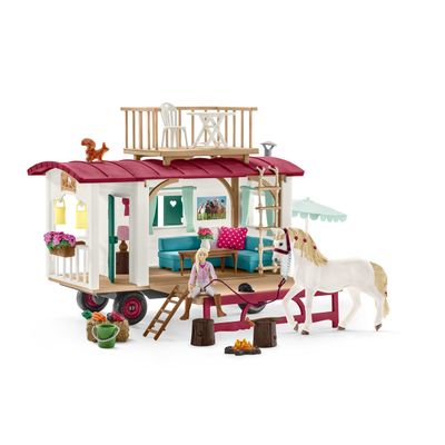 Schleich Horse Club - 95PC Sofia's Secret Camper Playset with Removable Rooftop Balcony - Includes Camper, Horse and Rider Figurines and Accessories - Modular Play Set for Girls - Kids Ages 5+ | 42593