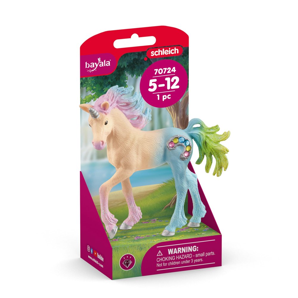 Schleich bayala, Unicorn Toys for Girls and Boys, Marshmallow Unicorn Foal with Gems, Pink