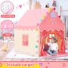 SISTICKER Kids Play Tents for Girls Large Fairy Playhouse for Kids Princess Castle Tent Gift Toys for Girl Toddler Children Play House (Pink) (Pink Tent with Rug) view 2