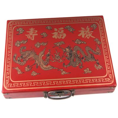 SHATONG Chinese Majong Set,146pcs Mahjong Game Set,2pcs Dice & Antique Leather Box for Travel Party Family Leisure Time