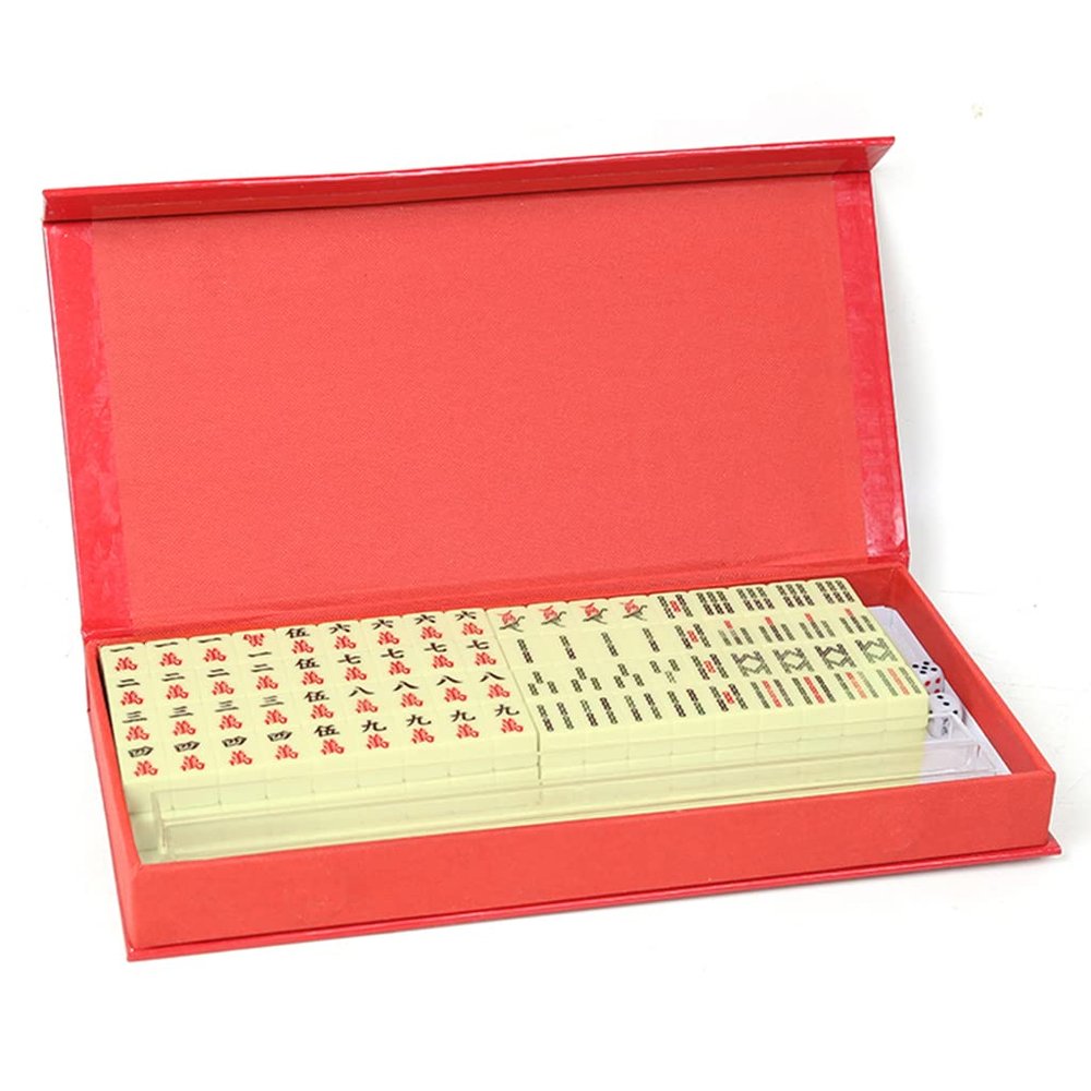 SHATONG Mahjong Sets Chinese Mahjong Game Set 144 Tiles Portable Travel Majhong Games Set for Home Party Family