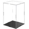 Clear Acrylic Display Case,Self-Assembly Display Box with Black Acrylic Base,Countertop Box Cube Organizer Stand Riser Dustproof Protection Showcase for Figures Toys Collectibles(9.8x9.8x15.7 inch) view 1