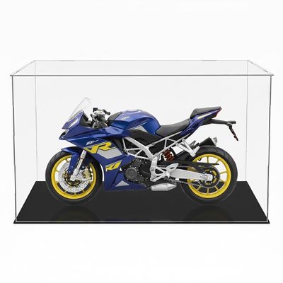 Clear Acrylic Display Case,Self-Assembly Display Box with Black Acrylic Base,Countertop Box Cube Organizer Stand Riser Dustproof Protection Showcase for Figures Toys Collectibles (11.8x7.9x9.8 inch)