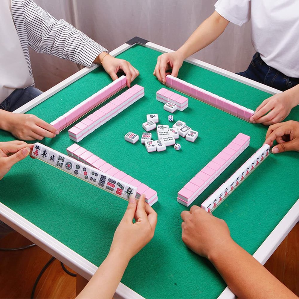 SHATONG 24mm Mini Travel Small Mahjong Chinese Mahjong Game Set Outdoor Travel Portable Small Mahjong