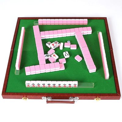 SHATONG Small Travel Mahjong Set,144 Tiles Mini Chinese Mahjong Set with Storage Bag,Tablecloth & 2 Dice,Entertainment Gift