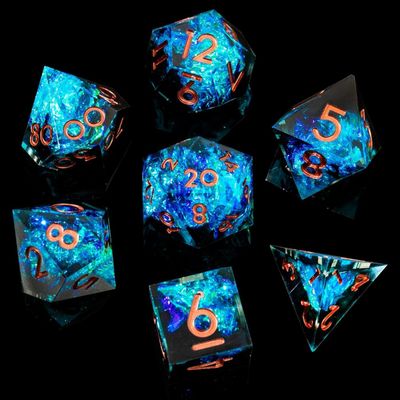 Sharp Edge DND Dice Set Handmade 7 Accessories Dice for Dungeons and Dragons TTRPG Games, Multi-Sided RPG Polyhedral Resin Sharp Edge Dice Roleplaying Games