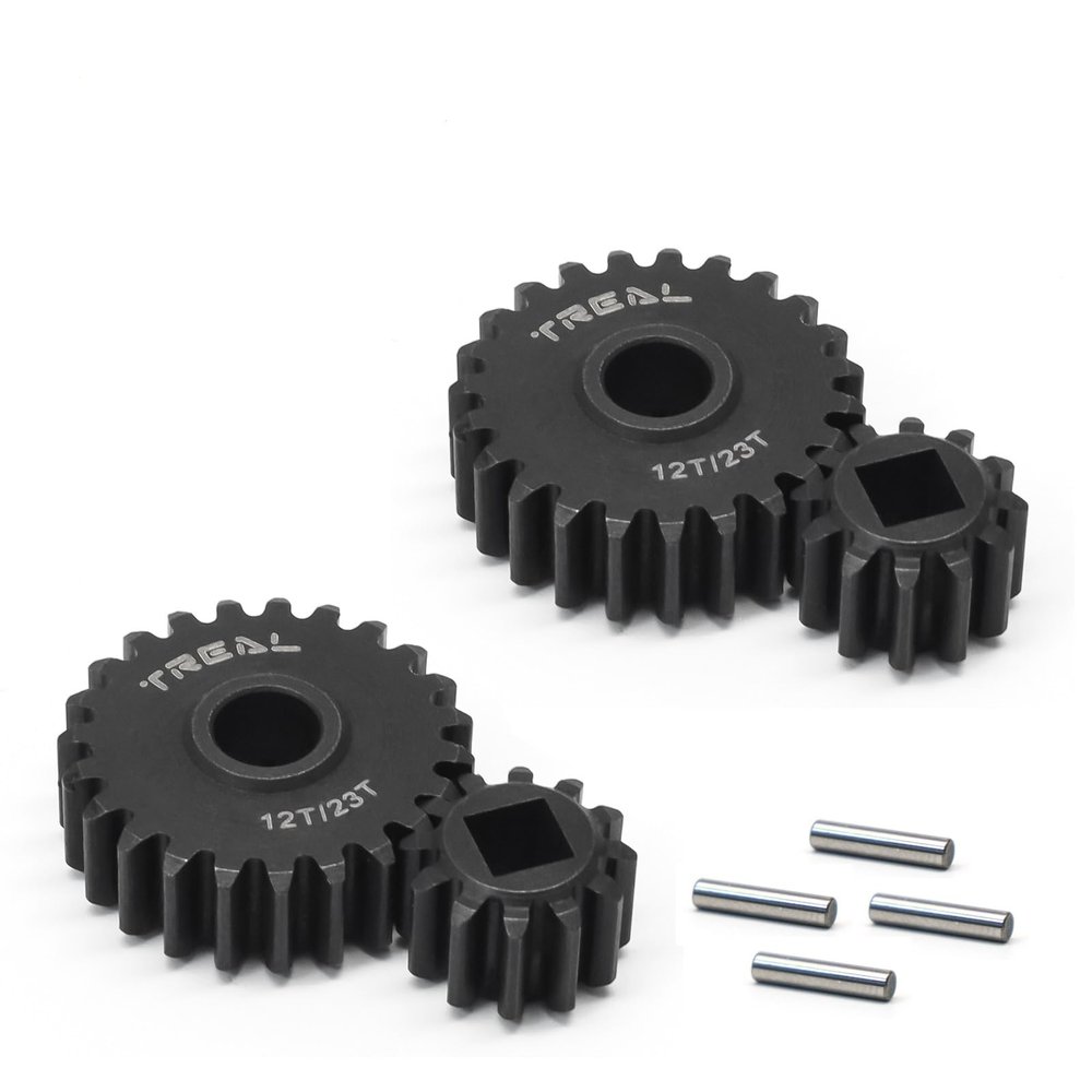 TREAL SCX10 III/Capra Portal Gears 12/23T Harden Steel Gears Compatible with Axial 1/10 SCX10 3 Capra(12T/23T)Same Ratio