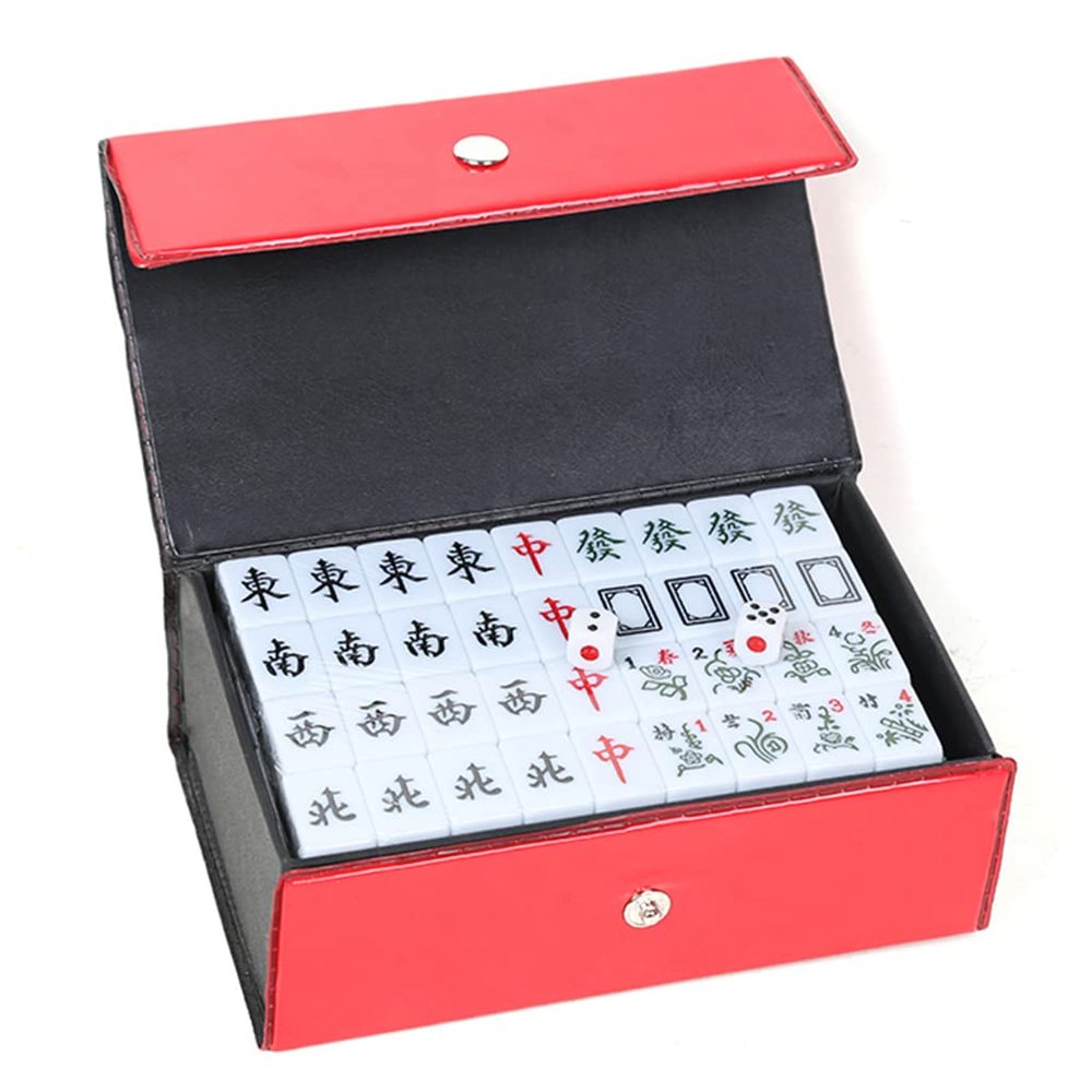 SHATONG Mini Chinese Mahjong Set 144 Tile Mahjong Set with Leather Storage Case Traditional Board Game for Adults,Kids,Boys and Girls