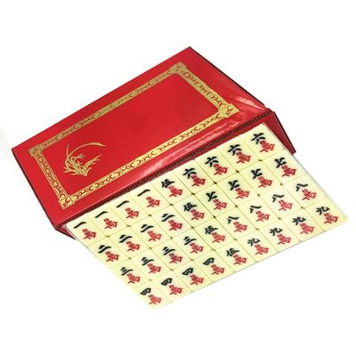 SHATONG Chinese Mahjong Portable Mini 144 Melamine Tiles Travel Mahjong with 2 Dice and Travel Leather Case,Portable Size and Light-Weight