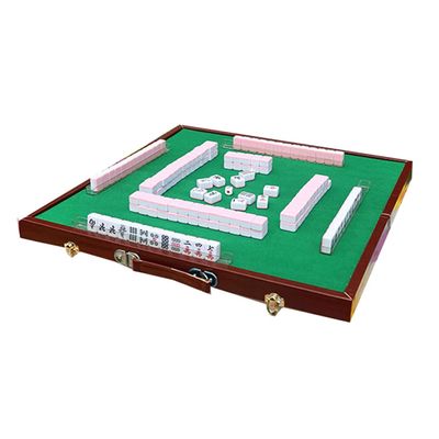 SHATONG Chinese Mahjong Set 144 Tiles Game Set,1 Storage Table,1 Box,1 Tote Bag,4 Card Ruler,4 Dice,1 Tablecloth,Portable Travel Majhong Games Set for Home Party Family