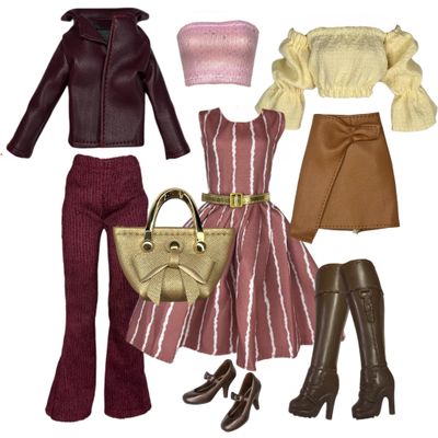 Eledoll 11.5 inch Doll Clothes Lot Deluxe Fashion Pack Burgundy Sweetie Set for 12" Doll
