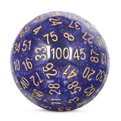 DNDND Galaxy Purple Resin D100 Dice 100 Sided Dice with Translucent Organza Bag for DND Dungeon and Dragons