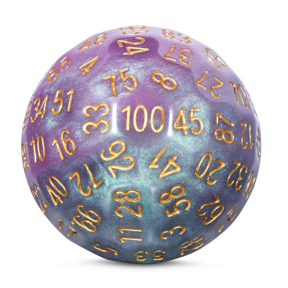 DNDND Mixed Colors Resin D100 Dice 100 Sided Dice with Translucent Organza Bag for DND Dungeon and Dragons