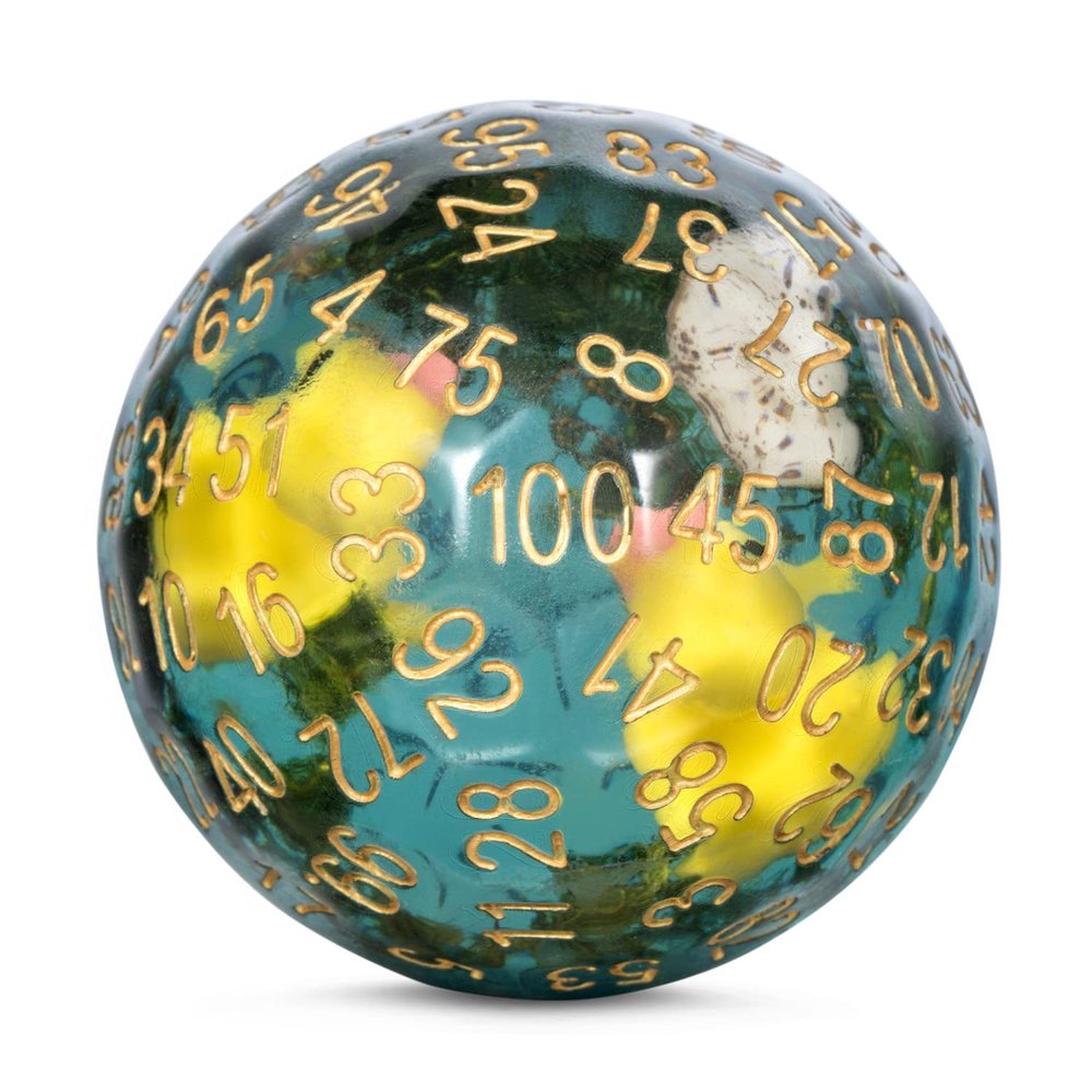 DNDND D100 Dice with Duck Inside Resin 100 Sided Die with Translucent Pouch for D&D