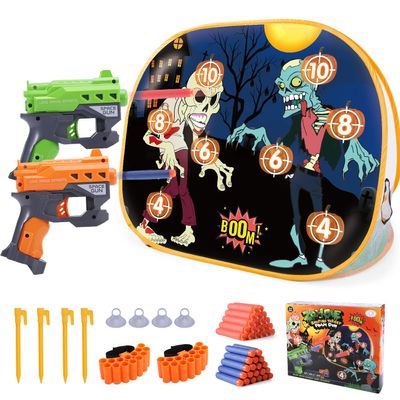 BananMelonBM Zombie Shooting Game Practice Target Toys Foam Blaster Setswith 2 Foam Dart Blasters 40 Foam DartsHalloween Indoor Activity Game for KidsCompatible with Nerf Guns