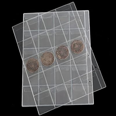 30Pcs/Set PVC Transparent Removable Sheets for Paper Money Collection Album Banknotes Album Home Decorative Crafts 19.4X25.2cm (20 pocket)