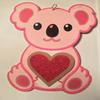 Cute Koala Pink Glittery sign with Heart In Hand Perfect for Valentine's Day, Nursery, Childs Room, School Deor and more!! view 1