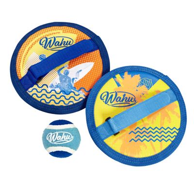 WAHU Water Grip Toss and Catch Ball Game Set with 1 Ball and 2 Adjustable Mitts, Outdoor Velcro Catch Beach Toys Set, Blue/Light Blue
