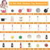 Bruvoalon 32Pcs Kids Play Kitchen Toys Set, Toddlers Pretend Cooking Playset Acccessories with Pots Pans, Utensils Cookware, Foods, Canned Veges, Learning Gift for Kids Girls Boys (Red) view 3