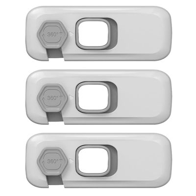 SOLUSTRE 3pcs Childproof Cabinet Locks Anti-Pinch Door Lock Easy Install for Kids Abs Plastic Material