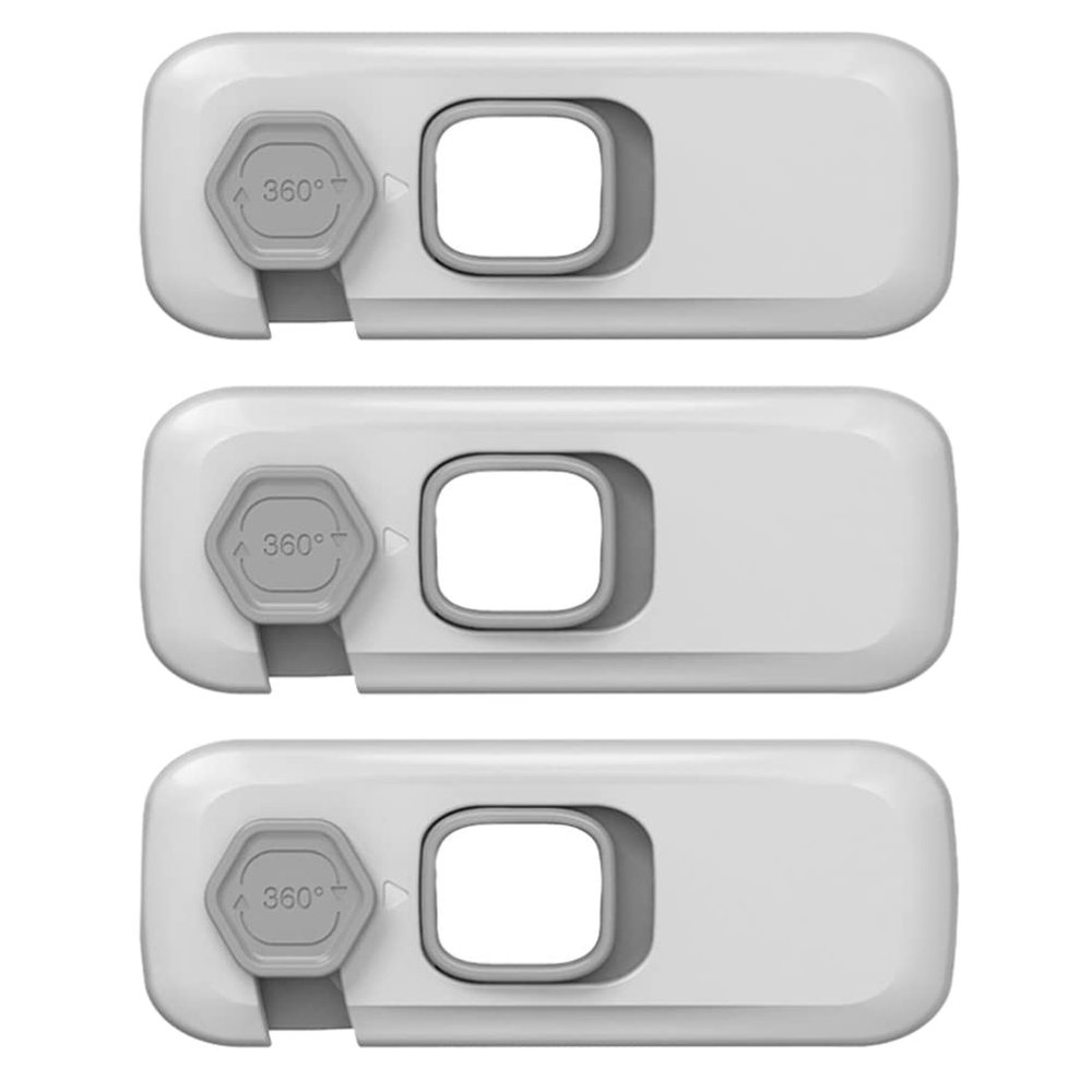 SOLUSTRE 3pcs Childproof Cabinet Locks Anti-Pinch Door Lock Easy Install for Kids Abs Plastic Material
