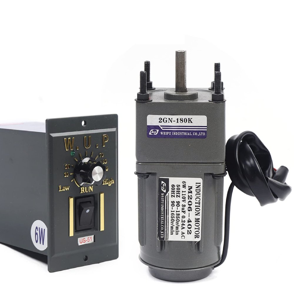 110V 6W AC Gear Motor Electric Single-Phase Gear Motor 7.5-0RPM Electric Variable Speed Adjustable Controller Governor Geared Motor, Reduction Ratio: 1:180 (180K)