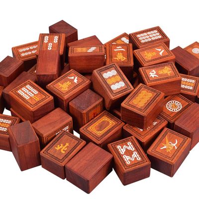 SHATONG Chinese Mahjong 144 Tiles Game Set,pterocarpus Indicus,Mahjong Teaching Books,Wind Indicator,3 Dice and Mahjong Mat,for Chinese Style Game Play