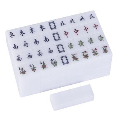 SHATONG Chinese Mahjong Set 144 Acrylic Material Tiles,4 Spare Tiles, 3 Dice and a Wind Indicator,Chinese Mahjong Complete Game Set with Mahjong Mat ANG Storage Case