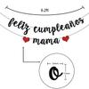 Black Glitter Feliz Cumpleaos Mam Banner - Fiesta Theme Party Decorations - Happy Mother's Day, Mom Birthday Party Decorations view 4