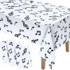 108 x 54 Inch Musical Notes Tablecover Musical Plastic Tablecloth Disposable Table Cover Notes Theme Birthday Party Decoration Supplies(3 Pieces) view 1