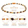 Natural Baltic Amber Necklace 13 inches - Knotted Between Beads- Polished Amber Beads- Multicolor view 2