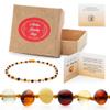 Natural Baltic Amber Necklace 13 inches - Knotted Between Beads- Polished Amber Beads- Multicolor view 3