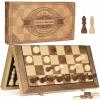 AMEROUS 15'' Magnetic Wooden Chess & Checkers Game Set -2 Extra Queens -24 Cherkers Pieces - Chessmen Storage Slots, Beginner Chess Set for Kids and Adults, Classic 2 in 1 Board Games view 1