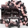 Toylin 103Pcs Rose Gold Black Birthday Decorations, Black Rose Gold Birthday Balloons Photography Backdrop Banner for Boys Girls Men Women Birthday Party Decorations Supplies view 1