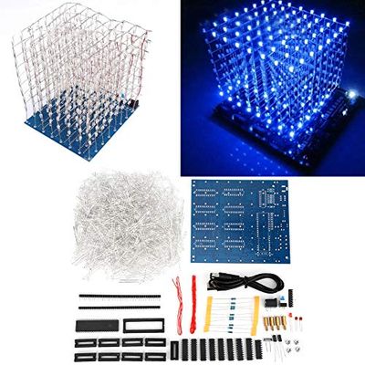 HURRISE Led Cube, Led Cube Lights, 3D Led Cube Light Cube Kit 8X8X8 Cm Led Light Group Cube DIY Kit Luminous Cube for Kids/Teenager Learning Activities