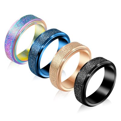 Fekang Anxiety Rings - Fidget Spinner Rings for Stress Relief, 4pcs 6MM Titanium Steel, Size 5-12