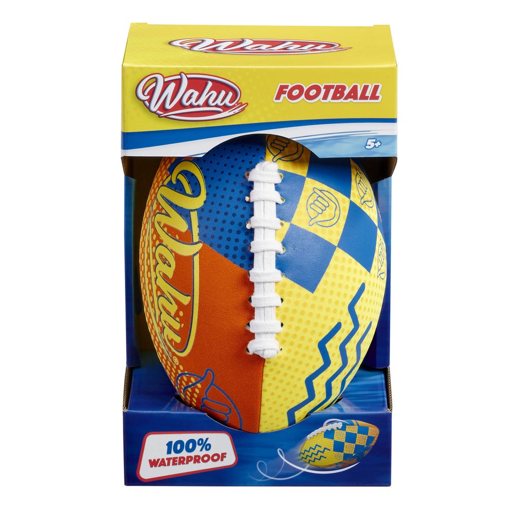 WAHU 100% Waterproof Beach Football with Real Laces for in and Out of Water Play, 9" Outdoor Football for Pool and Beach Games, Orange