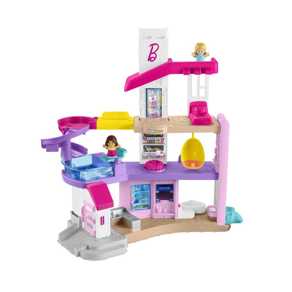 Fisher-Price Little People's Barbie Dream House, Dollhouse, Multilingual Interactive Set, Awakening Toy from 18 Months to 5 Years, HJN55